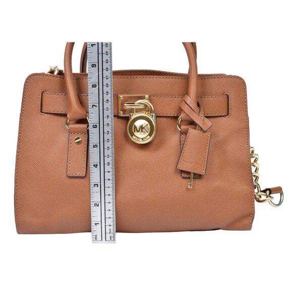 Michael Kors Brown Cross grain Leather Hamilton Satchel Handbag - Picture 13 of 16